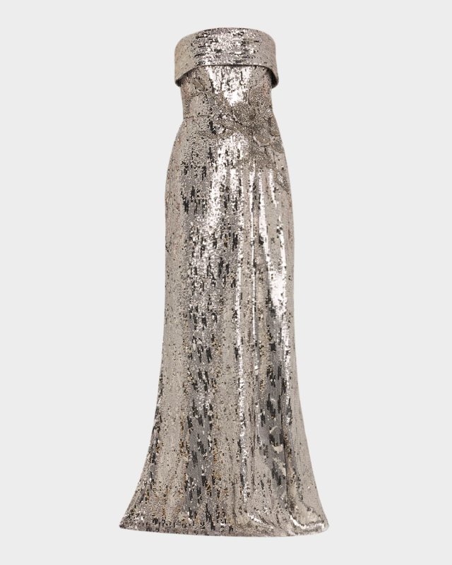 Sequined Strapless Trumpet Gown